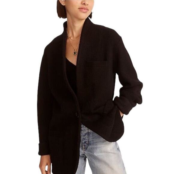 J.Crew Cocoon Sweater Blazer Jacket Women S Black Single Breasted Wool Alpaca - Picture 15 of 16